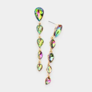 Oil Spill Crystal Teardrop Dangle Earrings