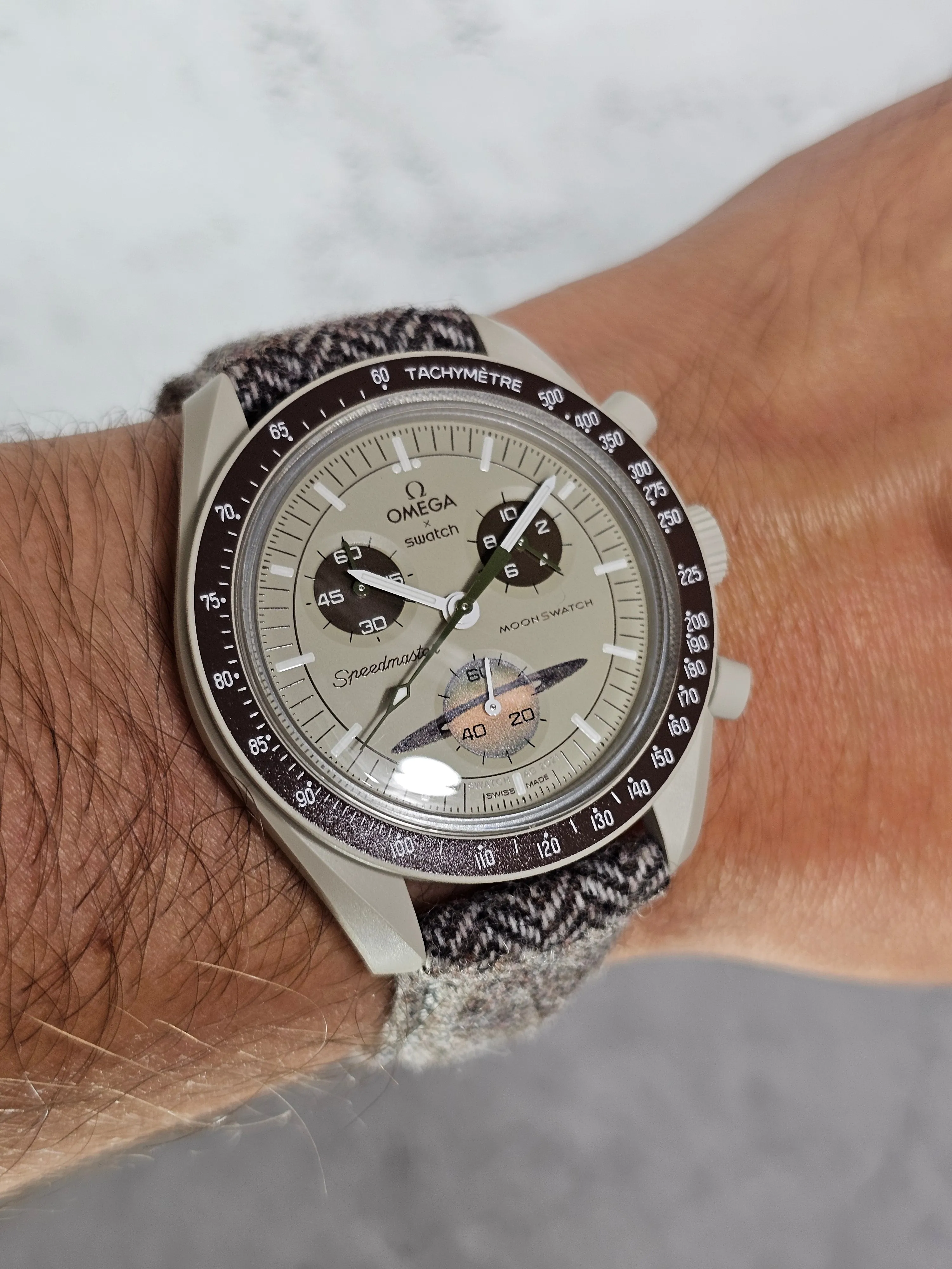 Omega X Swatch MoonSwatch Saturn Strap: Tweed