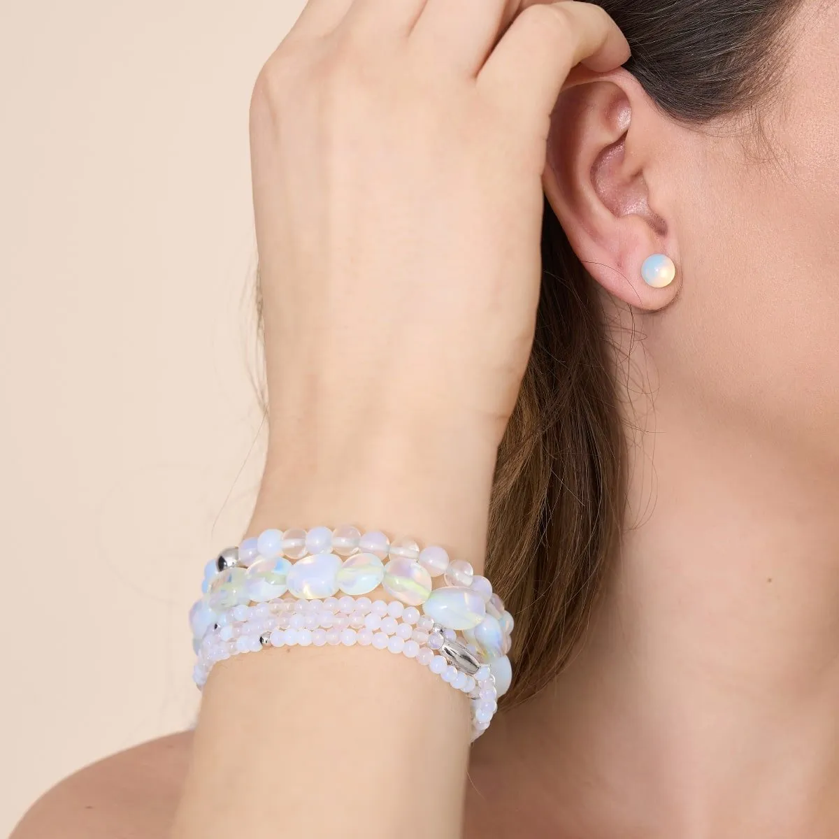 Opal Moonstone x .925 Sterling Silver | Pebble Bracelet