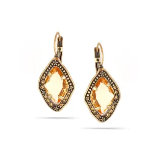 ORANGE FACETED STONE CRYSTAL DROP EARRINGS #159PC3201 (2D4)