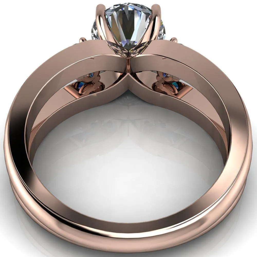 Orion Round Center Stone 2 Round Alexandrite Sides Split Shank Diamond Channel Set Ring