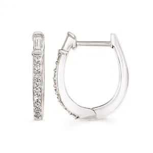 Ostbye Diamond Baguette and Round Hoop Earrings