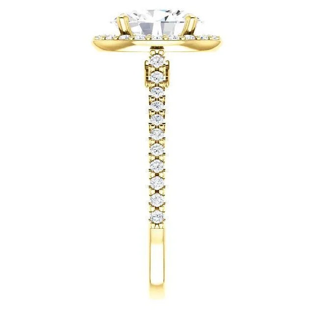 Oval Center Stone Diamond Accent Ice Halo Bezel Ring