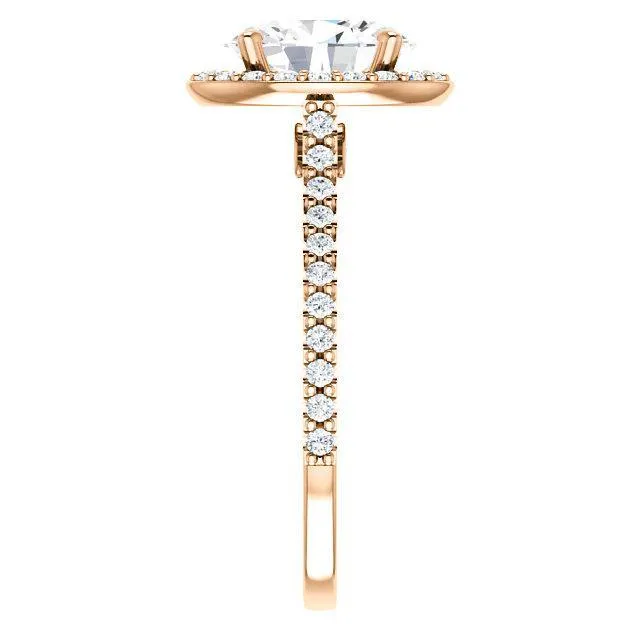 Oval Center Stone Diamond Accent Ice Halo Bezel Ring
