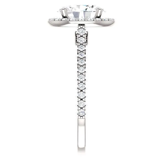 Oval Center Stone Diamond Accent Ice Halo Bezel Ring