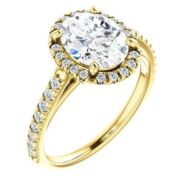 Oval Center Stone Diamond Accent Ice Halo Cathedral Ring