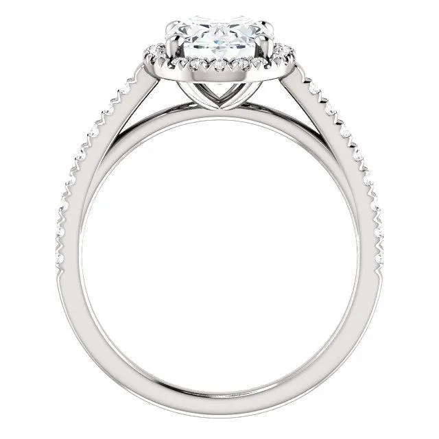 Oval Center Stone Diamond Accent Ice Halo Cathedral Ring