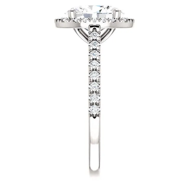 Oval Center Stone Diamond Accent Ice Halo Cathedral Ring