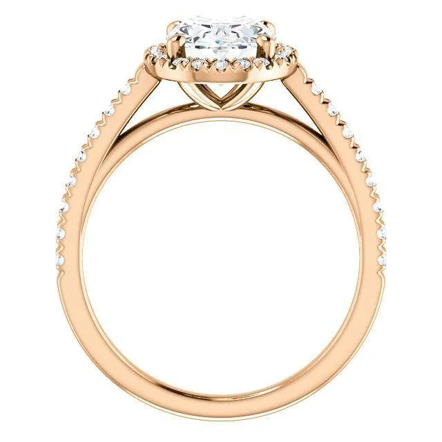 Oval Center Stone Diamond Accent Ice Halo Cathedral Ring
