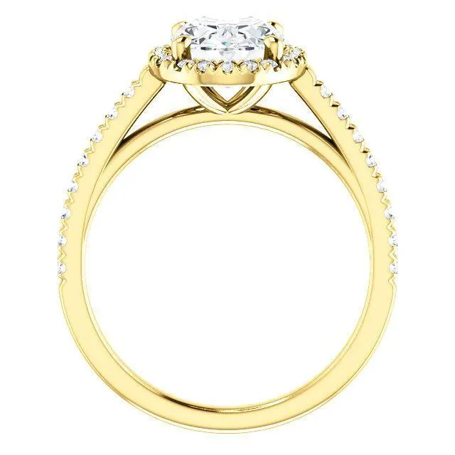 Oval Center Stone Diamond Accent Ice Halo Cathedral Ring