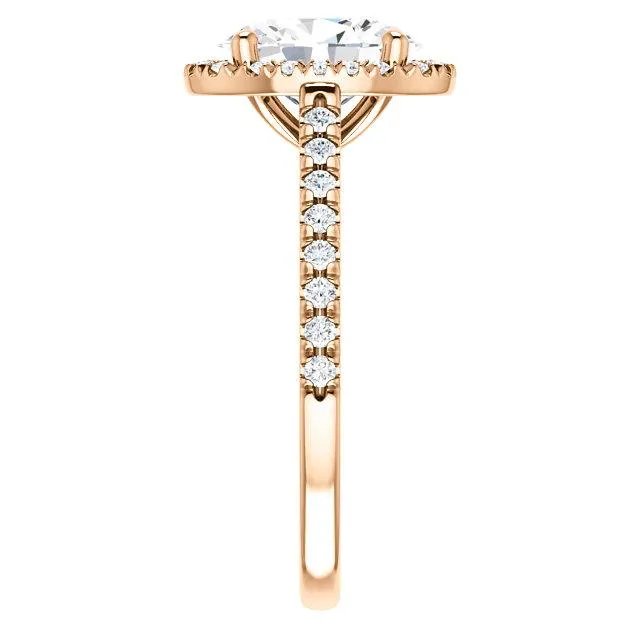 Oval Center Stone Diamond Accent Ice Halo Cathedral Ring