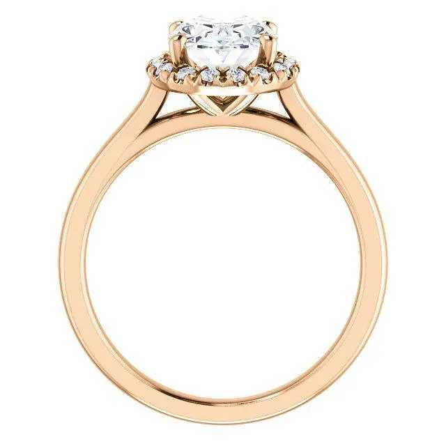 Oval Center Stone Diamond Accent Ice Halo French-Set Ring