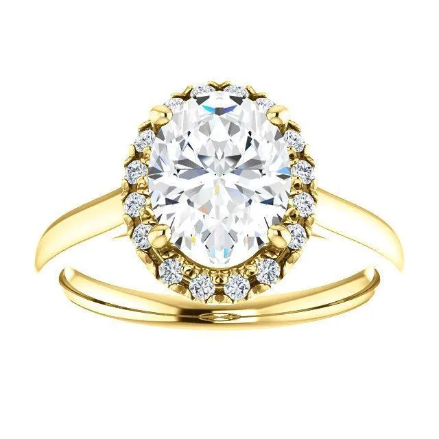 Oval Center Stone Diamond Accent Ice Halo French-Set Ring