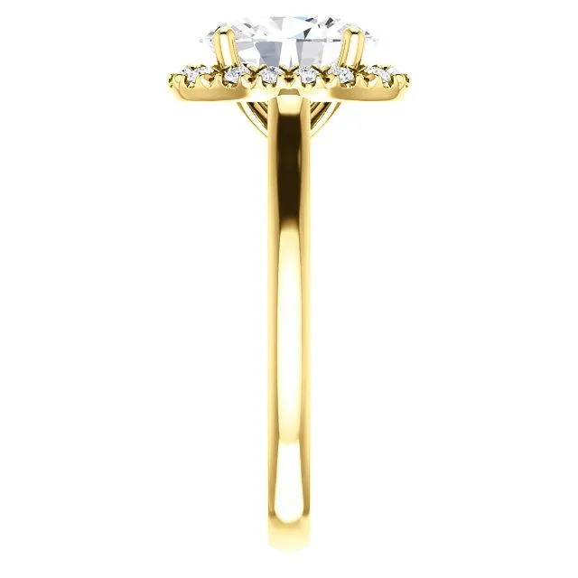 Oval Center Stone Diamond Accent Ice Halo French-Set Ring