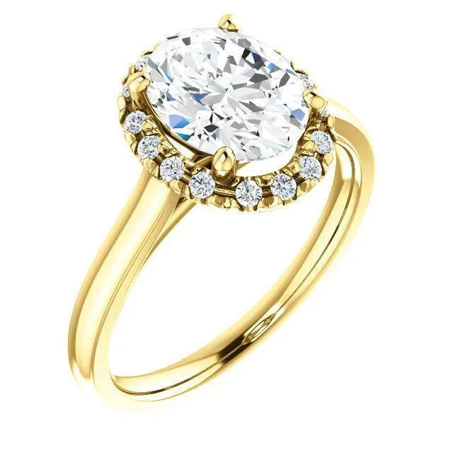 Oval Center Stone Diamond Accent Ice Halo French-Set Ring
