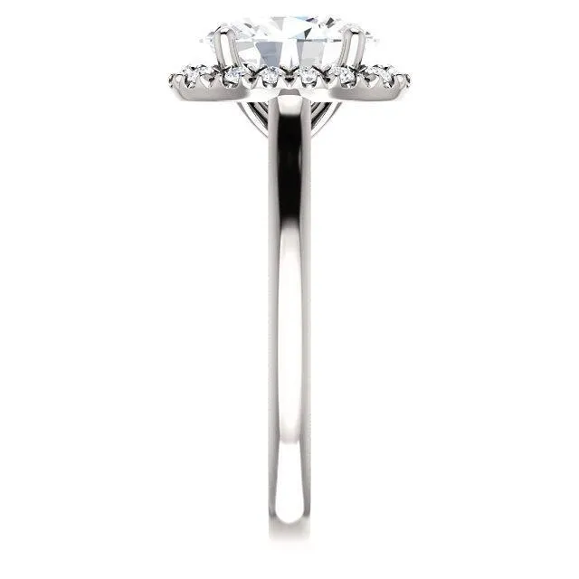 Oval Center Stone Diamond Accent Ice Halo French-Set Ring