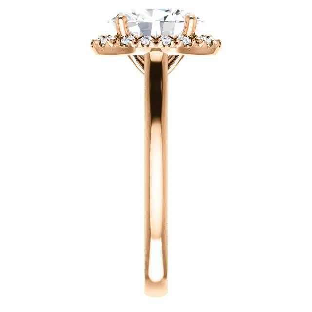 Oval Center Stone Diamond Accent Ice Halo French-Set Ring