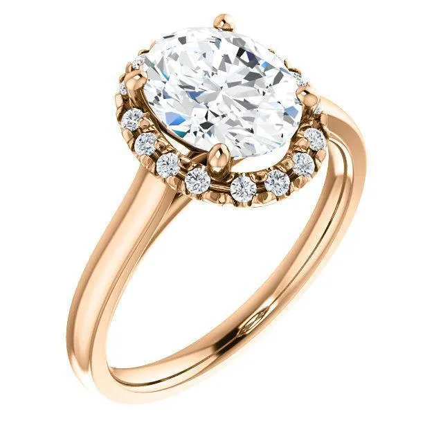 Oval Center Stone Diamond Accent Ice Halo French-Set Ring
