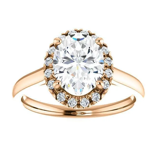 Oval Center Stone Diamond Accent Ice Halo French-Set Ring