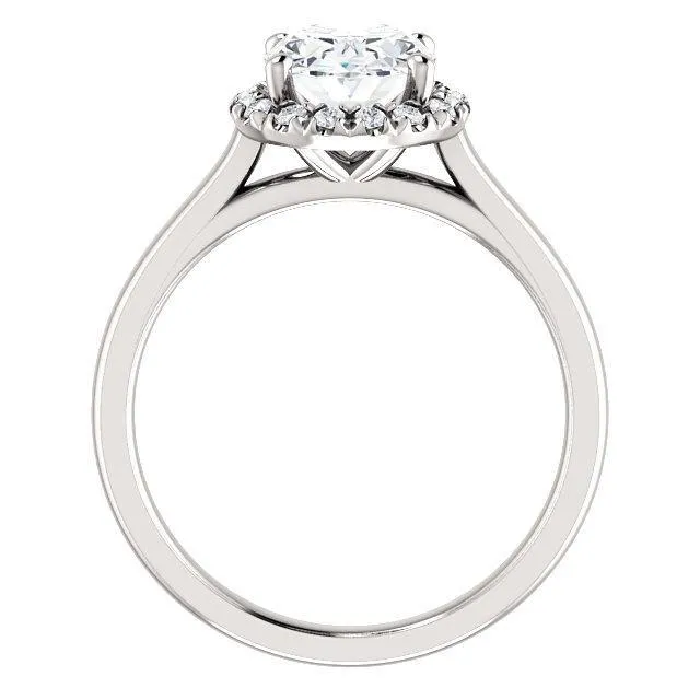 Oval Center Stone Diamond Accent Ice Halo French-Set Ring