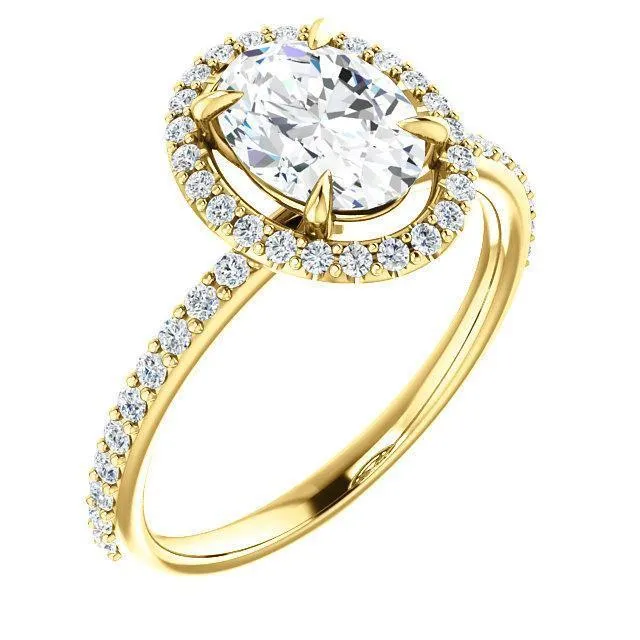 Oval Center Stone Diamond Accent Ice Halo Ring