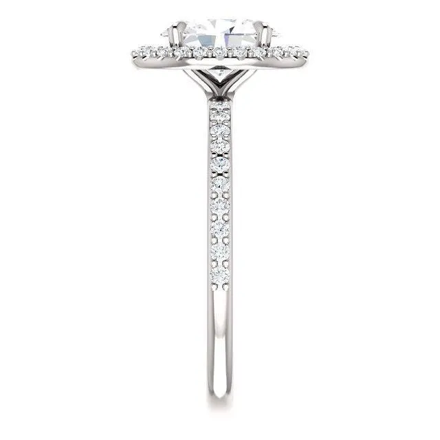 Oval Center Stone Diamond Accent Ice Halo Ring