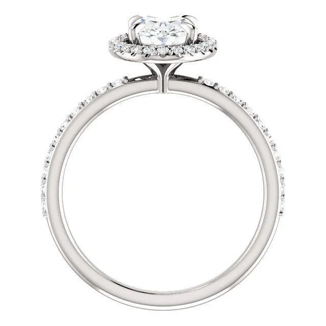 Oval Center Stone Diamond Accent Ice Halo Ring