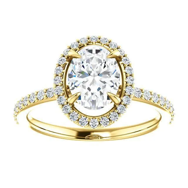 Oval Center Stone Diamond Accent Ice Halo Ring