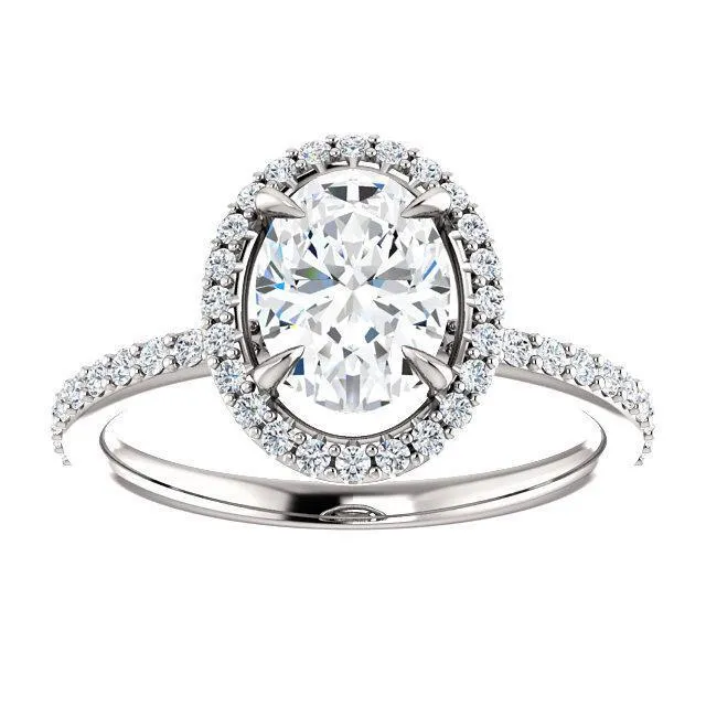 Oval Center Stone Diamond Accent Ice Halo Ring