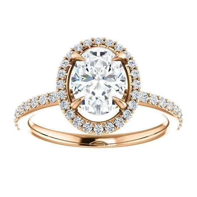 Oval Center Stone Diamond Accent Ice Halo Ring