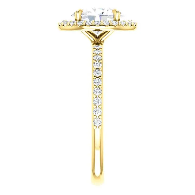 Oval Center Stone Diamond Accent Ice Halo Ring
