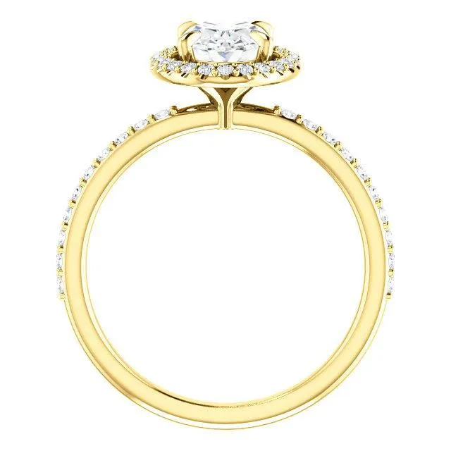 Oval Center Stone Diamond Accent Ice Halo Ring