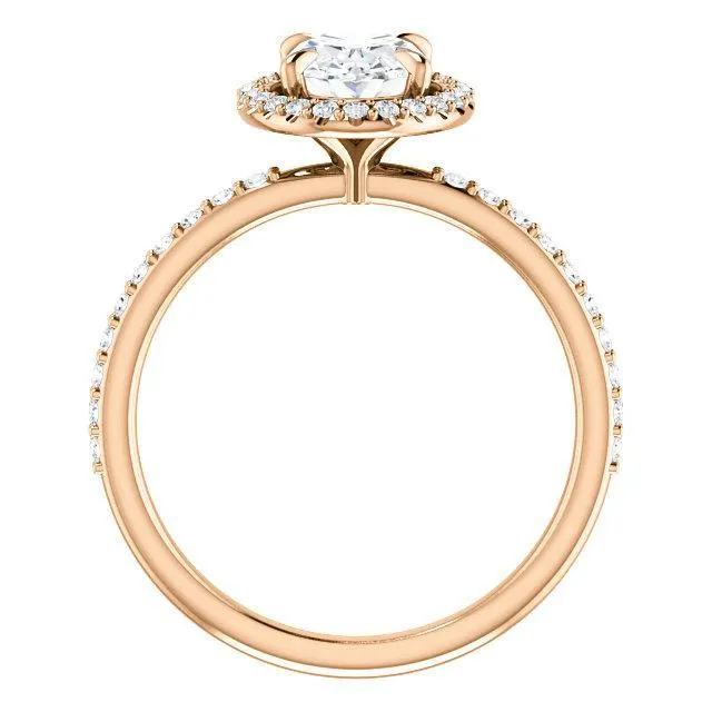 Oval Center Stone Diamond Accent Ice Halo Ring