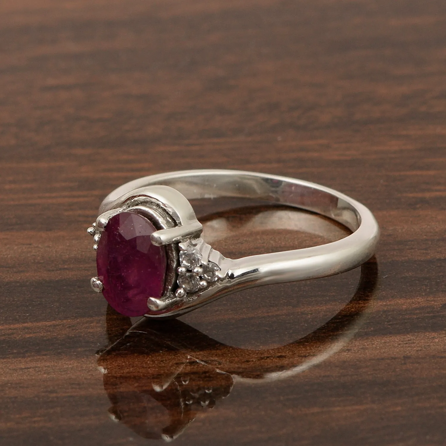 Oval Cut 1.5 Ctw Ruby Sterling Silver Solitaire Rings
