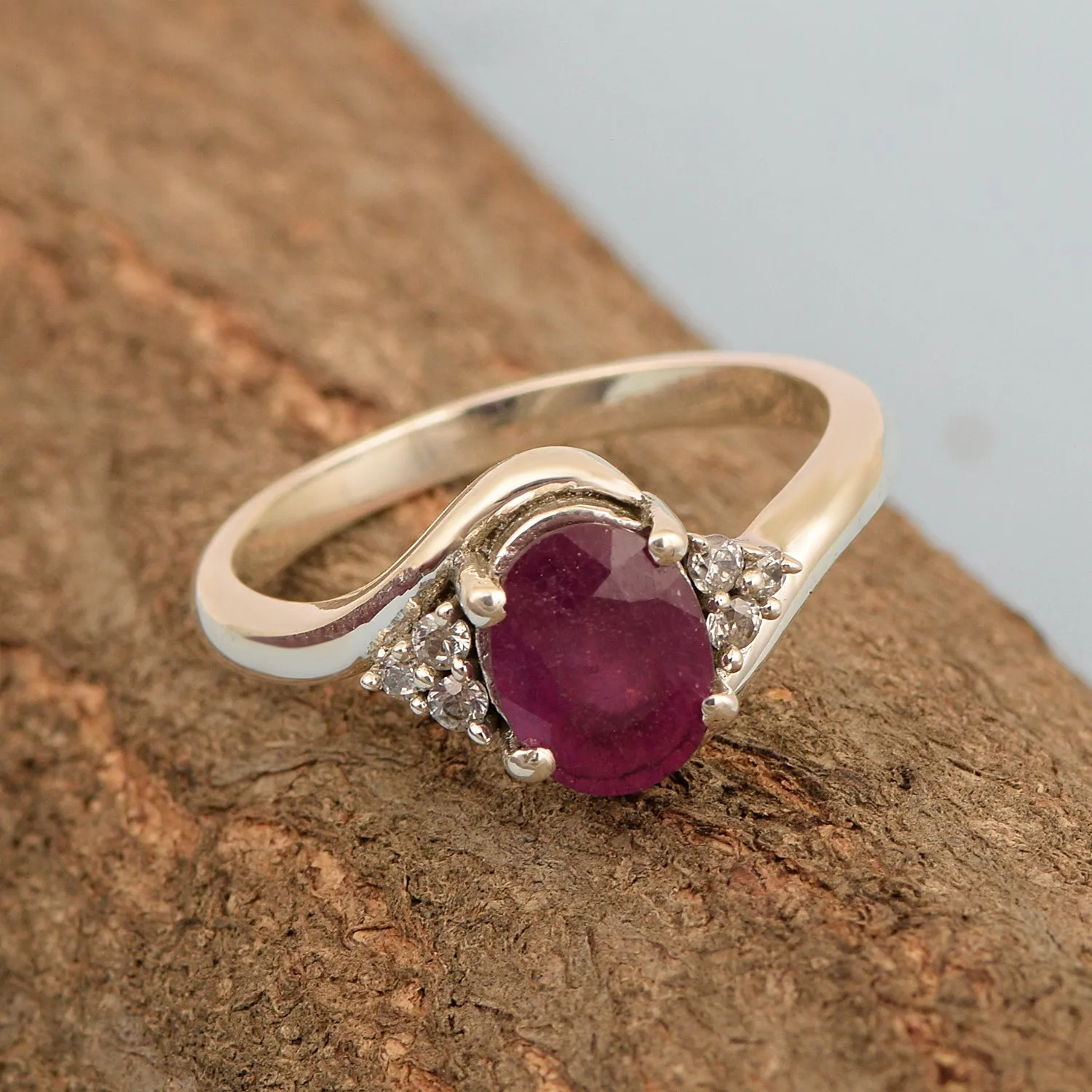 Oval Cut 1.5 Ctw Ruby Sterling Silver Solitaire Rings