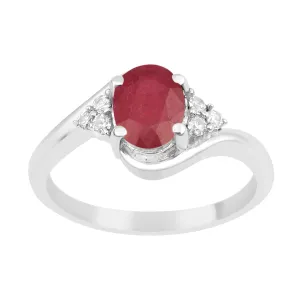Oval Cut 1.5 Ctw Ruby Sterling Silver Solitaire Rings