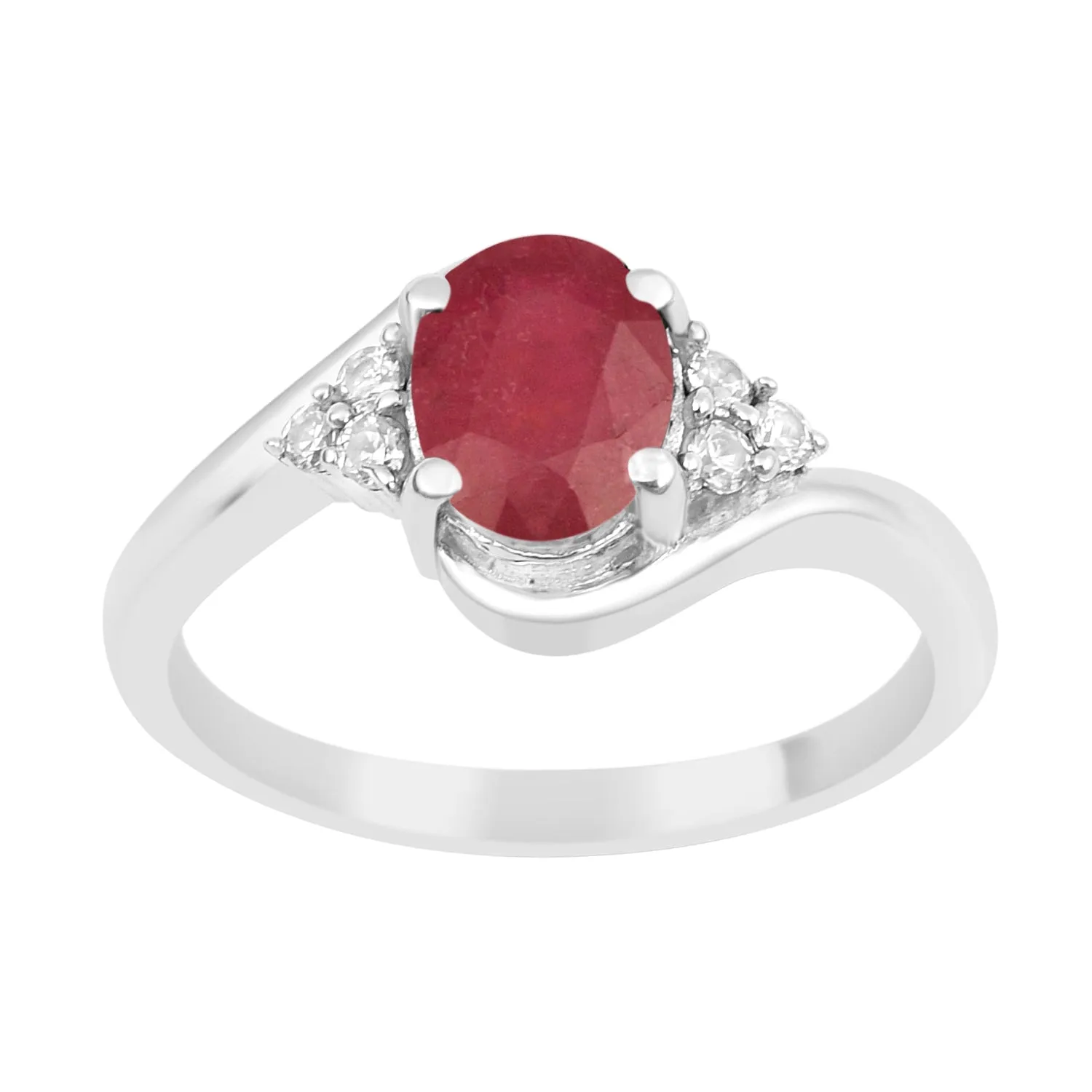 Oval Cut 1.5 Ctw Ruby Sterling Silver Solitaire Rings