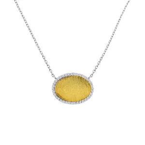 Oval Diamond Disc Pendant