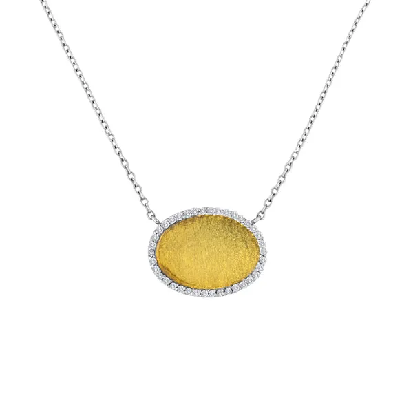 Oval Diamond Disc Pendant