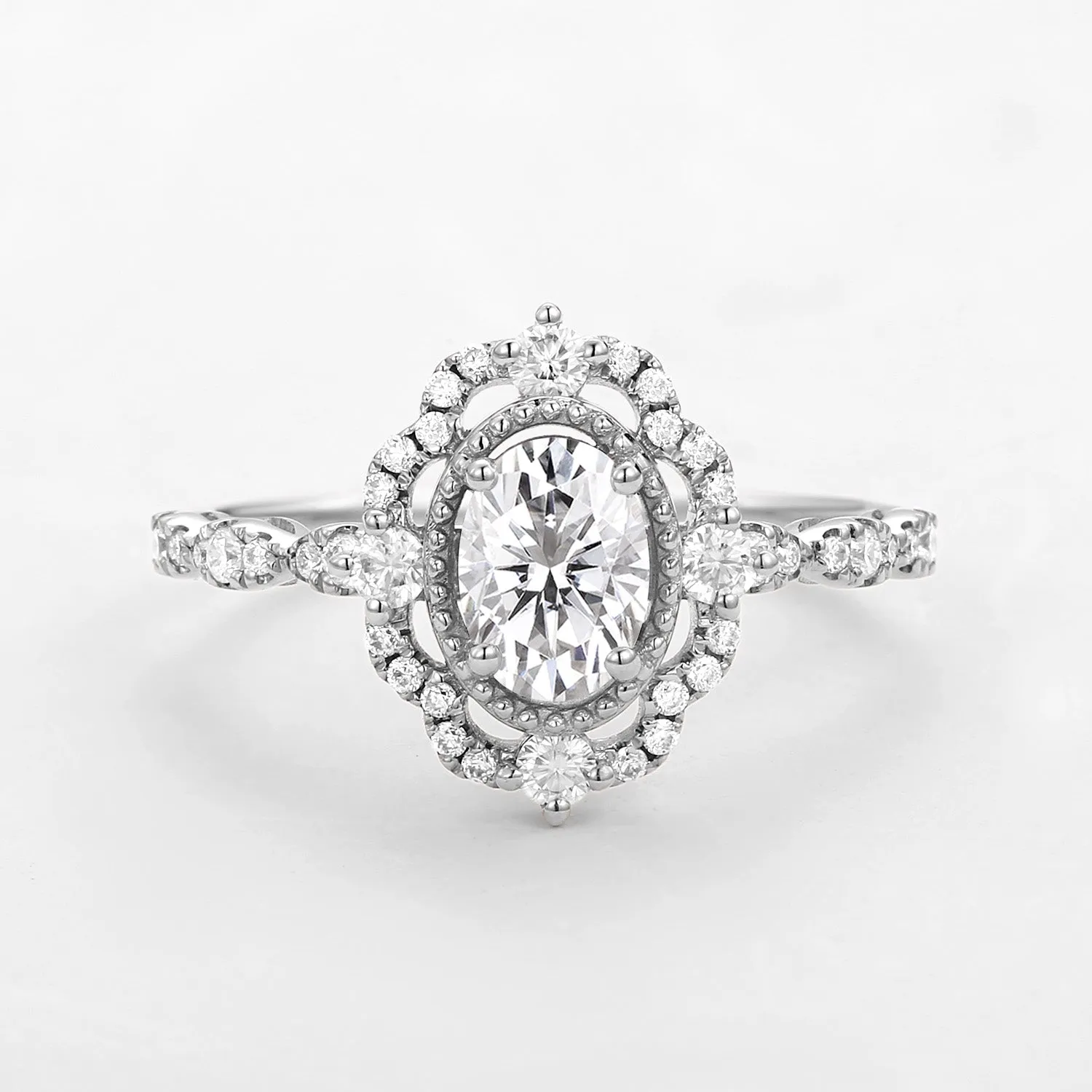 Oval Shaped Moissanite Engagement Bridal Ring - Neriah