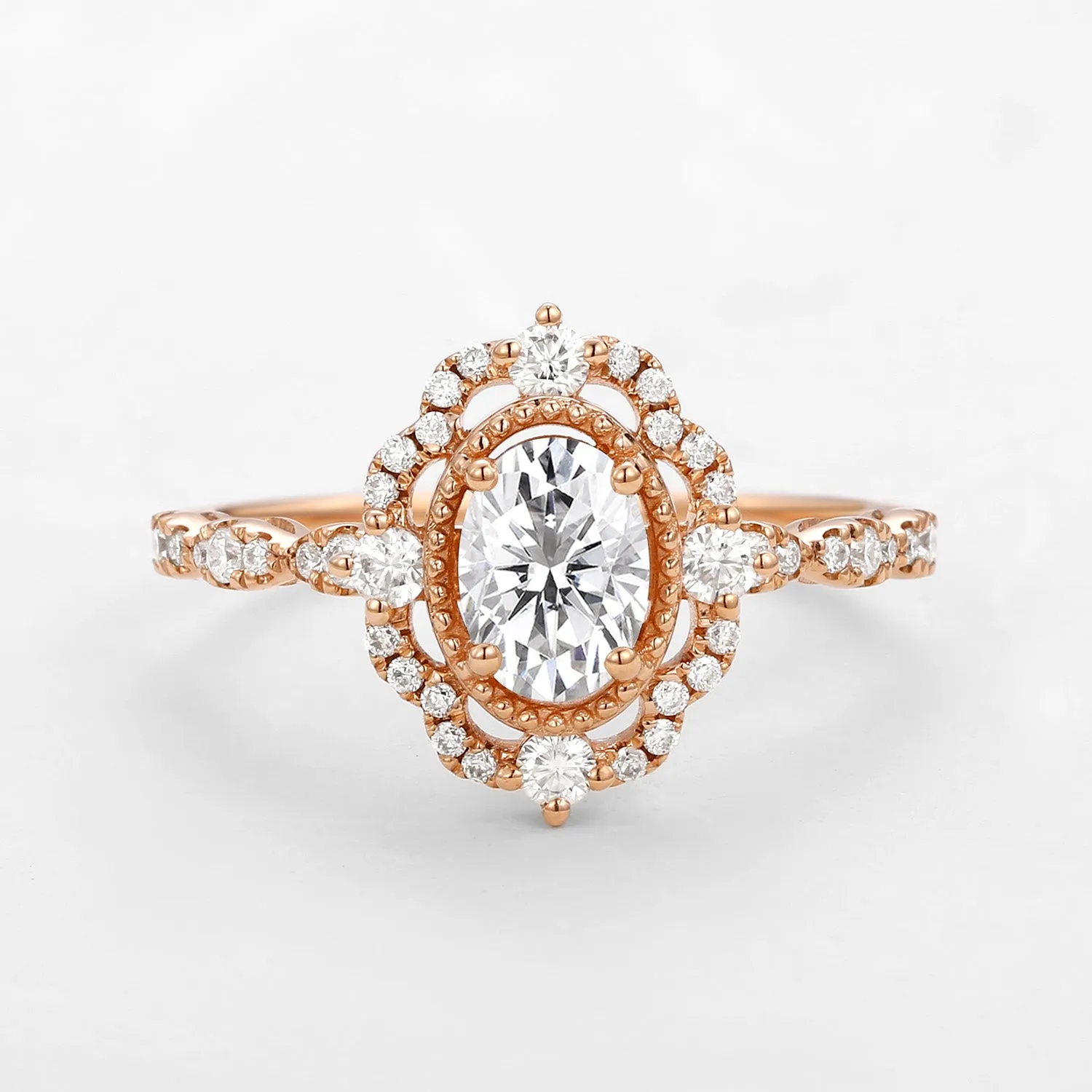 Oval Shaped Moissanite Engagement Bridal Ring - Neriah
