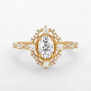 Oval Shaped Moissanite Engagement Bridal Ring - Neriah