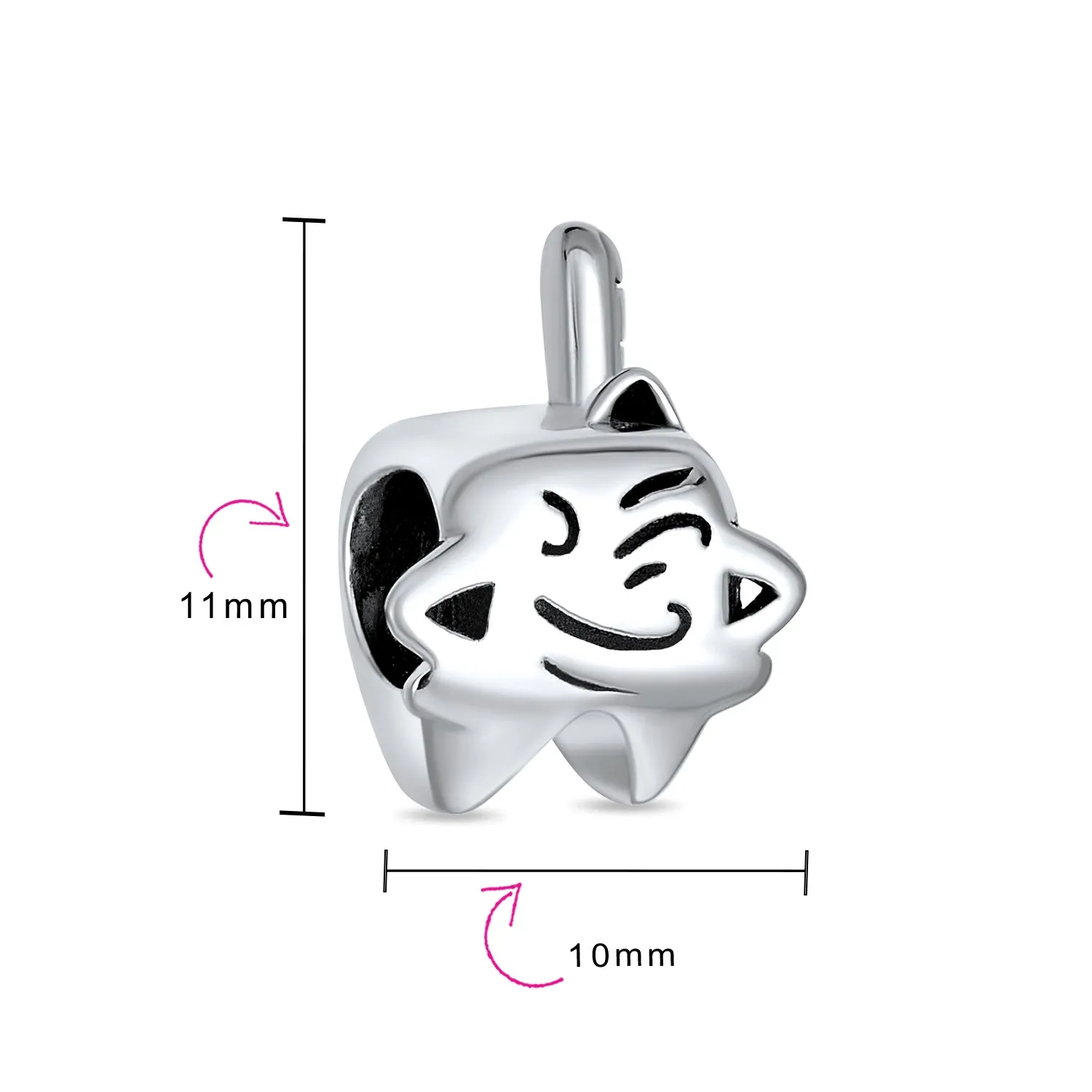Oxidized .925 Sterling Silver Tooth Fairy Dentist Charm Bead European Bracelet