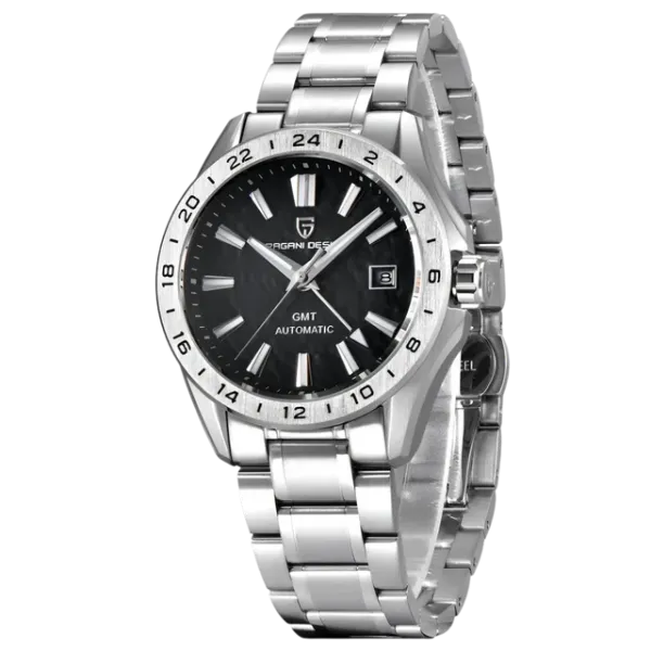 Pagani Design Silver Stainless Steel Black Dial Automatic Watch for Gents - PD-1792