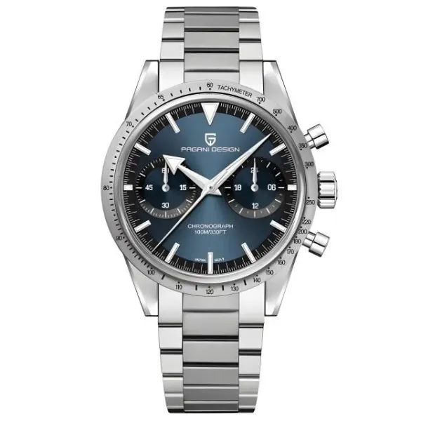 Pagani Design Silver Stainless Steel Blue Dial Chronograph Quartz Watch for Gents - Pagani PD1766