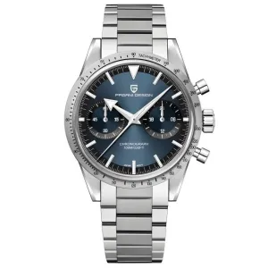 Pagani Design Silver Stainless Steel Blue Dial Chronograph Quartz Watch for Gents - Pagani PD1766