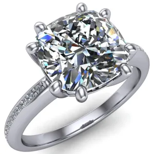 Paisley Cushion Center Stone 8 Prong Diamond Channel Ring