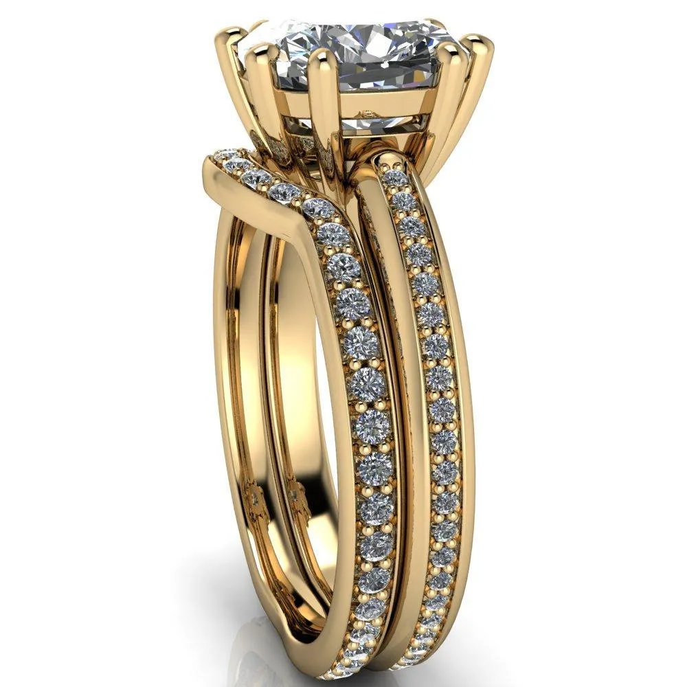 Paisley Cushion Center Stone 8 Prong Diamond Channel Ring