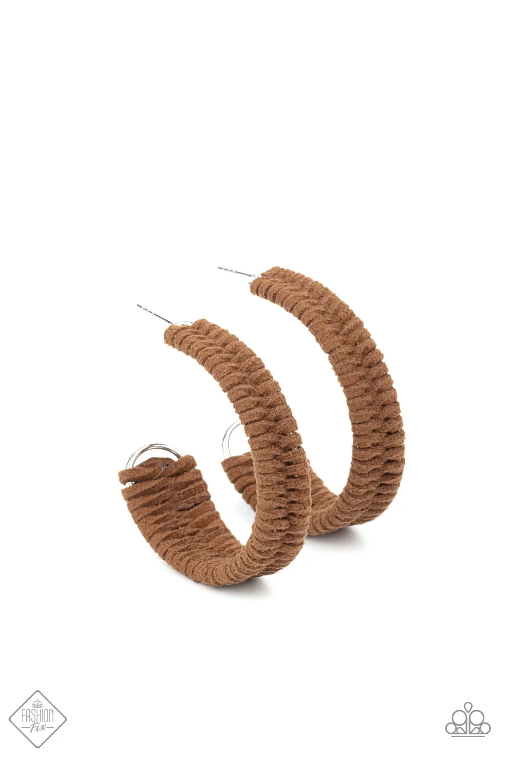 Paparazzi Rural Guru - Brown Suede Hoop Earrings
