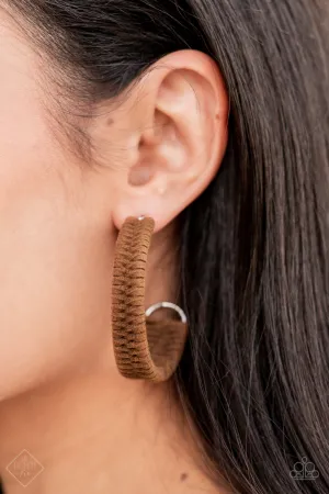Paparazzi Rural Guru - Brown Suede Hoop Earrings